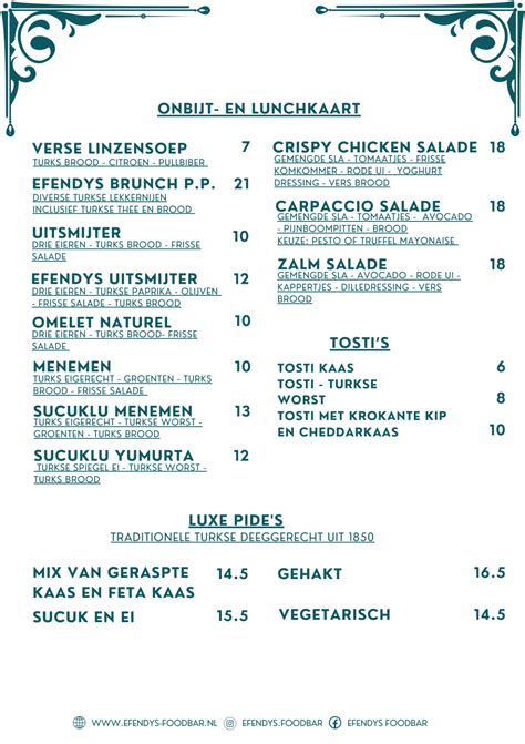 Menu at Hermes, 's Hertogenbosch 